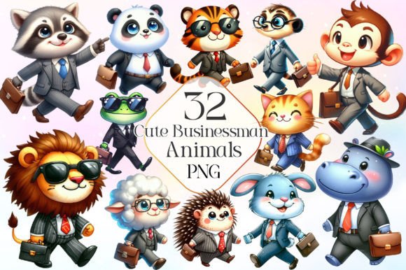 Download Cute Businessman Animals Clipart - Animal Collection