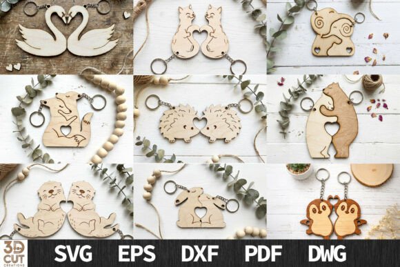 Download Couple Animal Heart Keychain SVG Bundle - Animal Collection