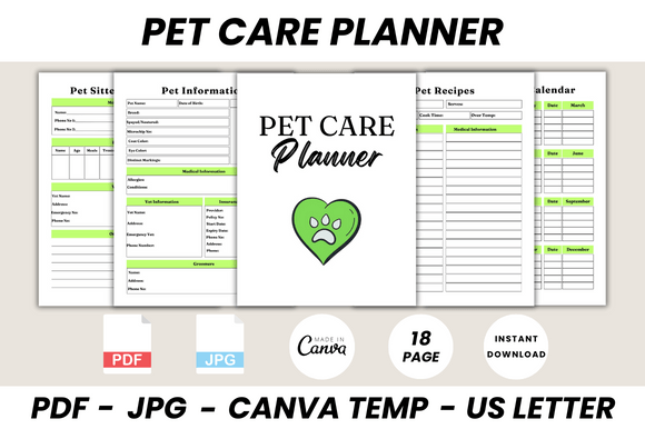 Download Pet Care Planner Canva Template - Care Collection