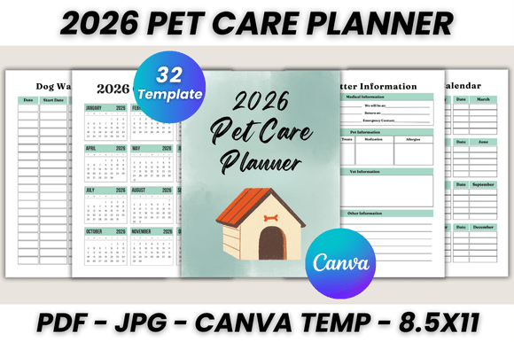 Download 2026 Pet Care Planner Canva Template - Care Collection
