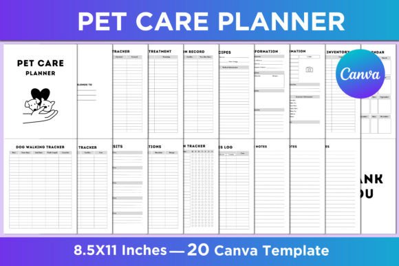Download Editable Pet Care Planner Canva Interior - Care Collection