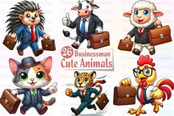 Download Cute Businessman Animals Sublimation PNG - Animal Collection