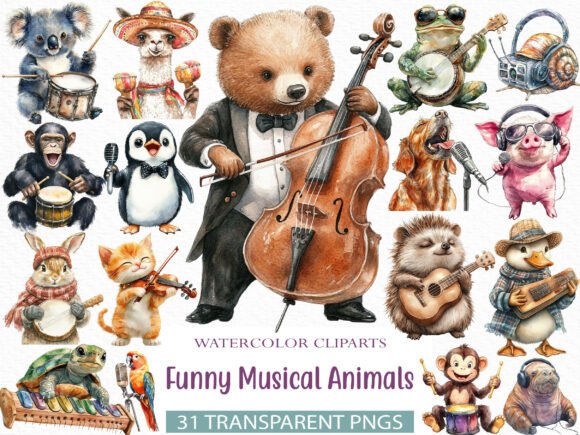 Download Funny Musical Animals Clipart - Animal Collection